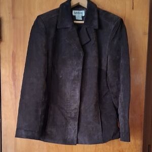 Dark Brown Suede Blazer Jacket